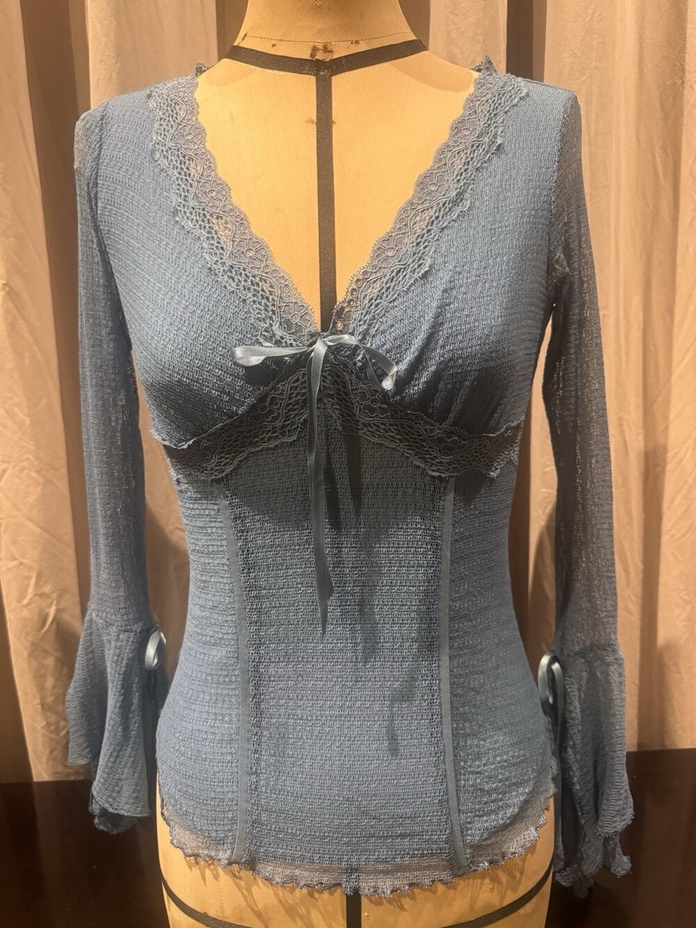 Rare Ann Ferriday VTG Spider Mesh Empire Corset Top S